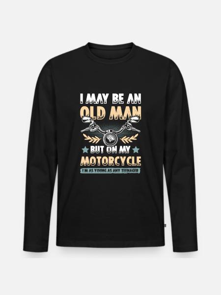 Motorcycle old man - Men's Premium Organic Long Sleeve Shirt - black