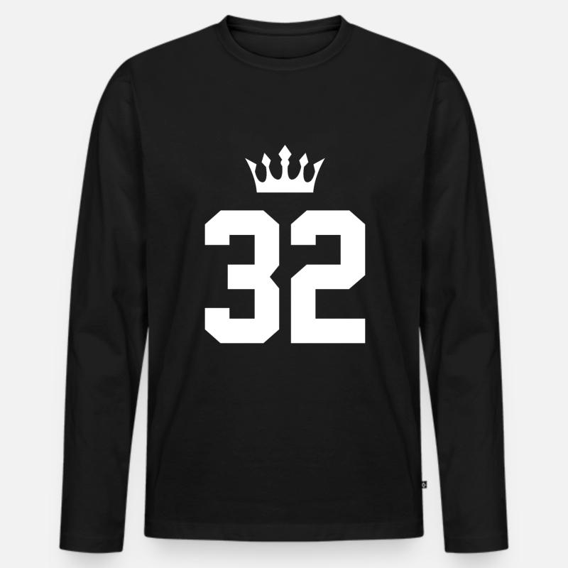32 Zahl Krone - Männer Premium Bio Langarmshirt - Schwarz