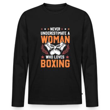 Boxing Women - Men's Premium Organic Long Sleeve Shirt - black - Front - Nico (187cm)