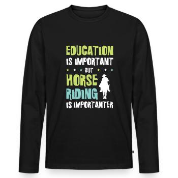 Pferde Bildung spruch - Männer Premium Bio Langarmshirt - Schwarz - Vorne - Nico (187cm)