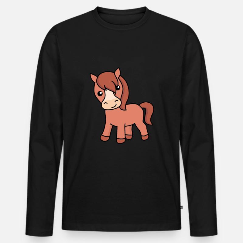 Pferd Comic Tier - Männer Premium Bio Langarmshirt - Schwarz