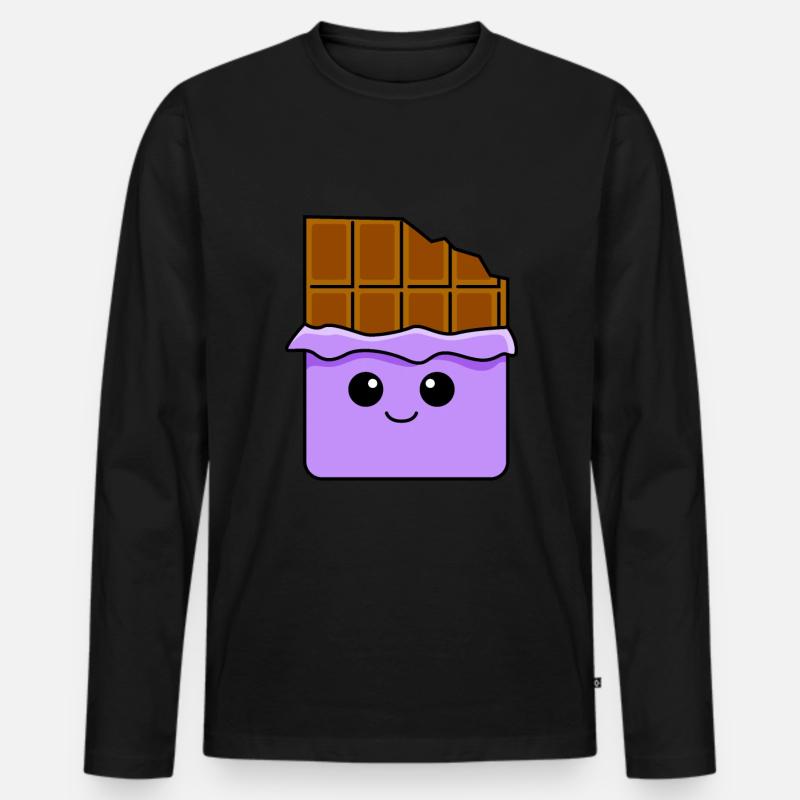 Schokolade Comic - Männer Premium Bio Langarmshirt - Schwarz