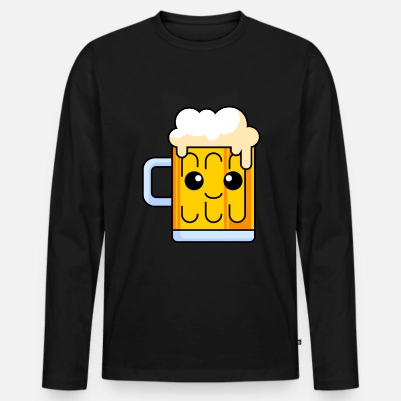 Bier Comic - Männer Premium Bio Langarmshirt - Schwarz