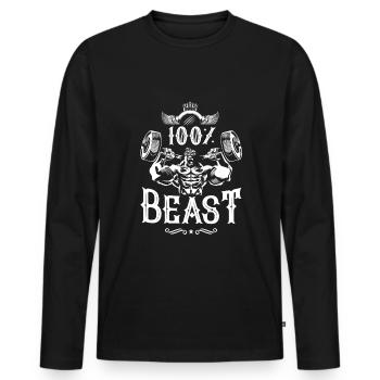 Gorilla Fitness Beast - Männer Premium Bio Langarmshirt - Schwarz - Vorne - Nico (187cm)