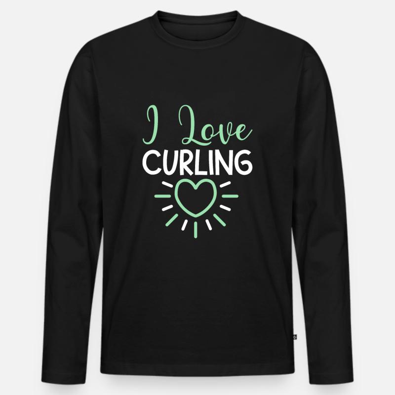 Ich liebe Curling - Männer Premium Bio Langarmshirt - Schwarz
