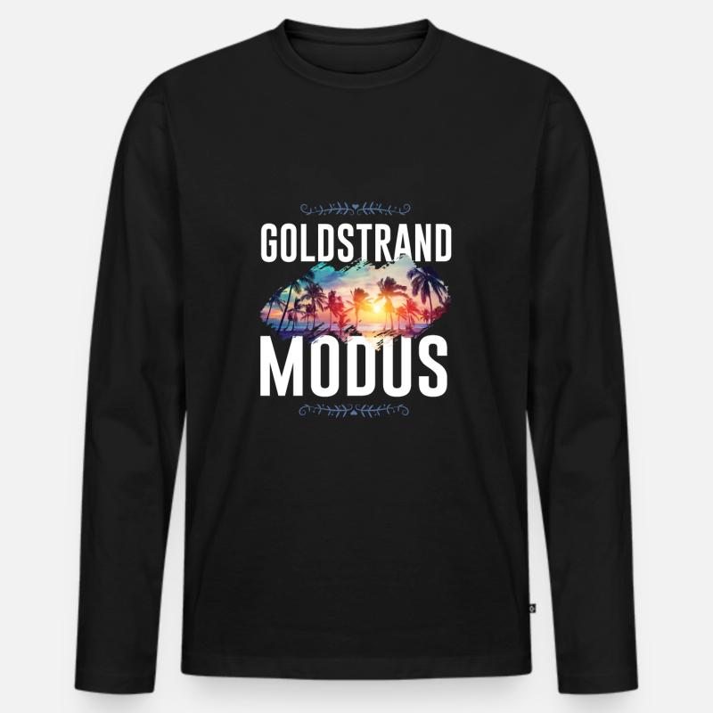 Goldstrand Modus - Männer Premium Bio Langarmshirt - Schwarz