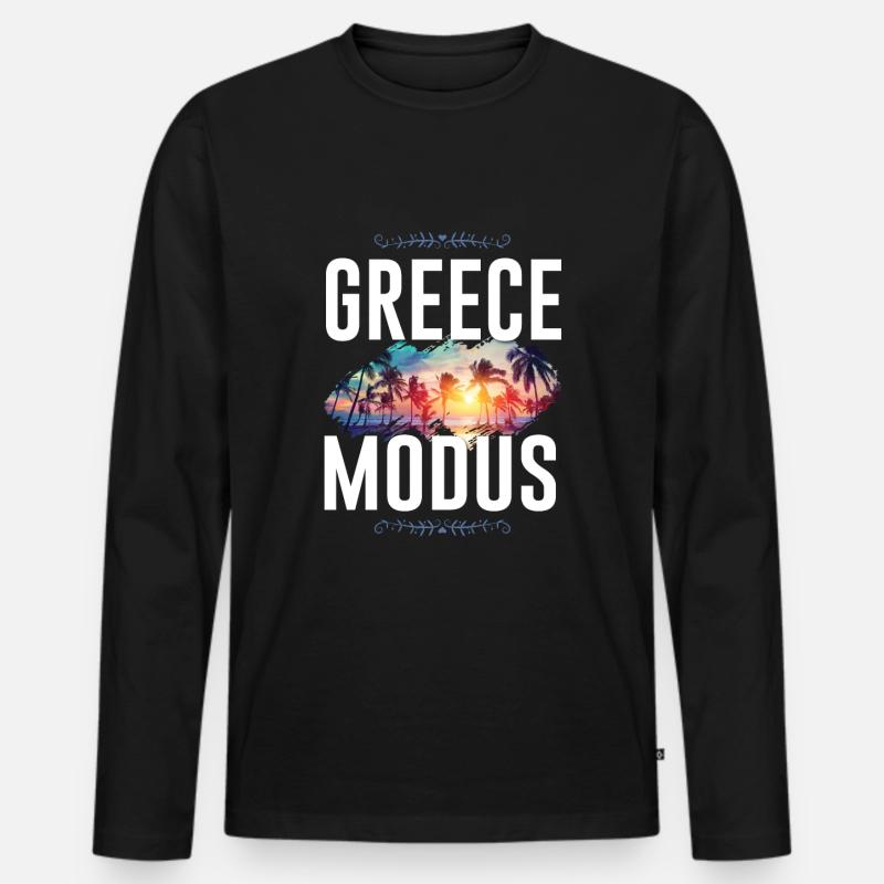 Greece Modus - Männer Premium Bio Langarmshirt - Schwarz