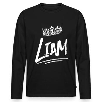 Liam - T-shirt manches longues Premium bio Homme - noir - Devant - Nico (187cm)