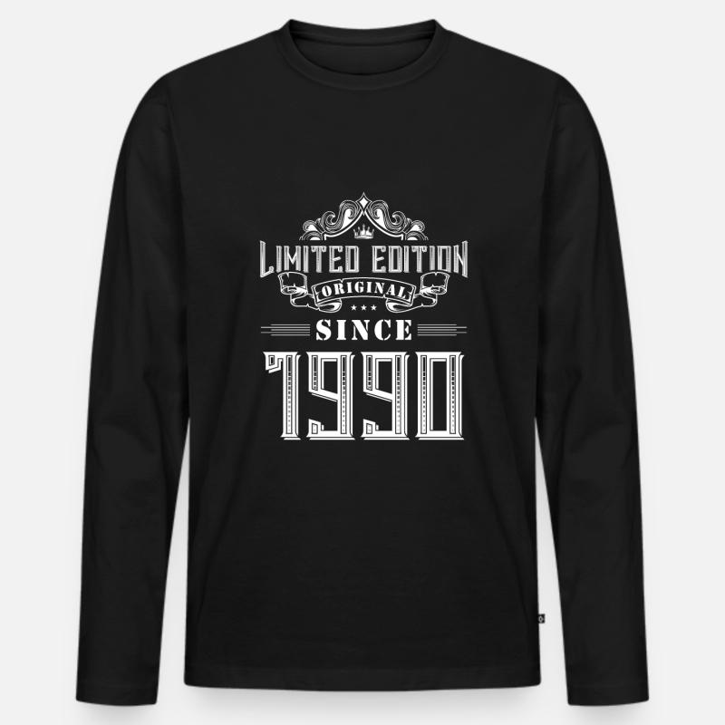 1990 limited edition - Männer Premium Bio Langarmshirt - Schwarz