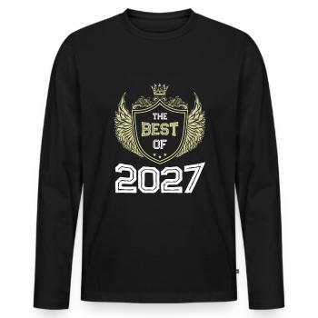 2027 best of - Men's Premium Organic Long Sleeve Shirt - black - Front - Nico (187cm)