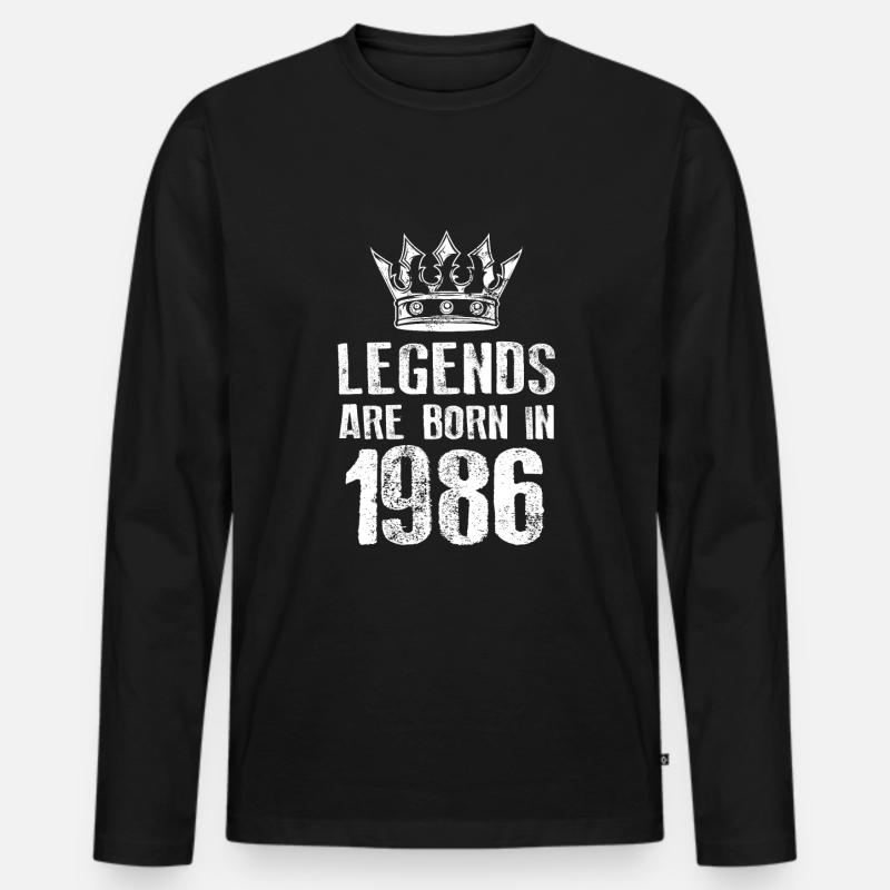 1986 legends born in - Männer Premium Bio Langarmshirt - Schwarz