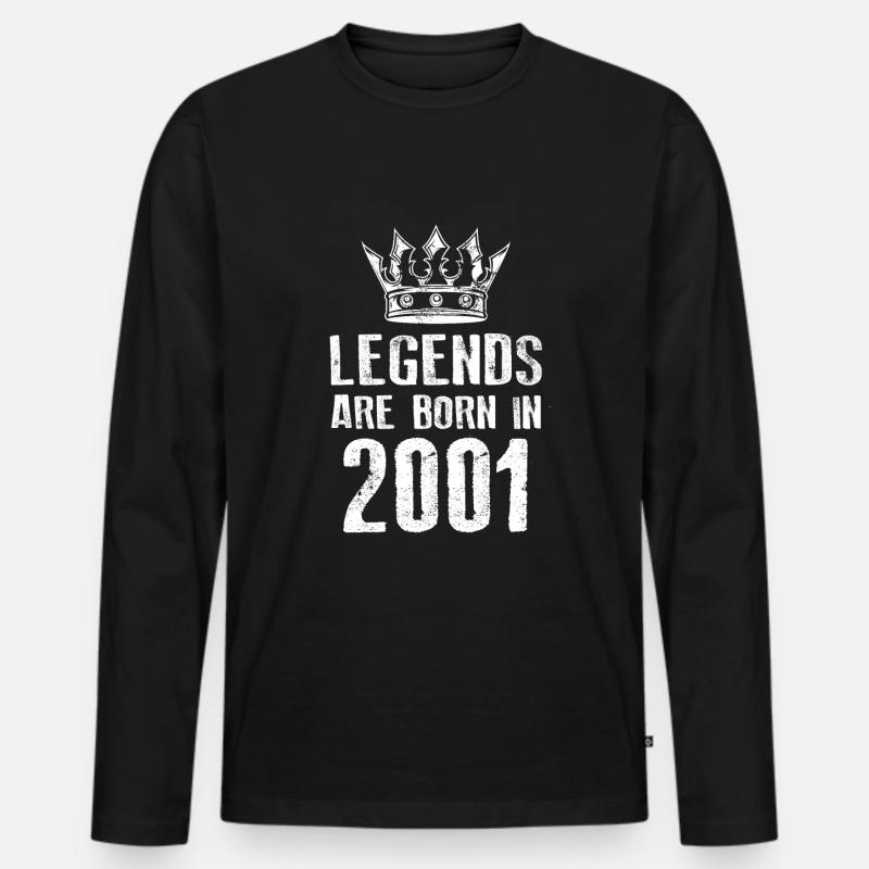 2001 legends born in - Männer Premium Bio Langarmshirt - Schwarz