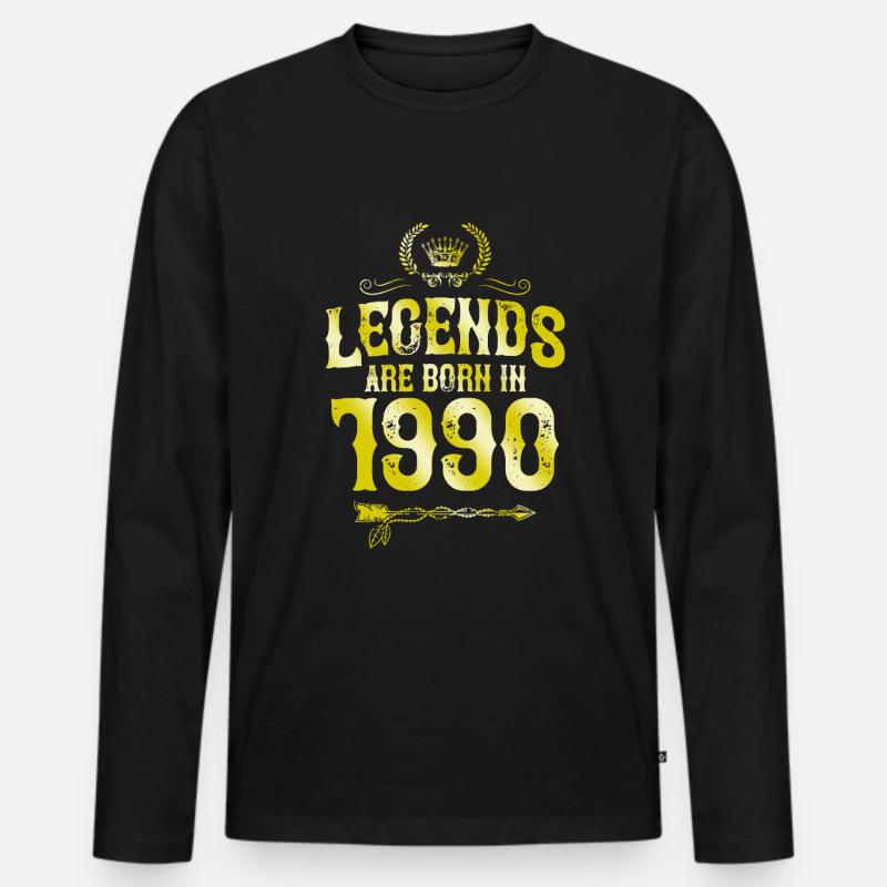 1990 legends born in - Männer Premium Bio Langarmshirt - Schwarz
