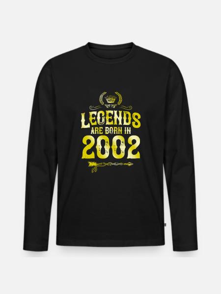 2002 legends born in - Men's Premium Organic Long Sleeve Shirt - black