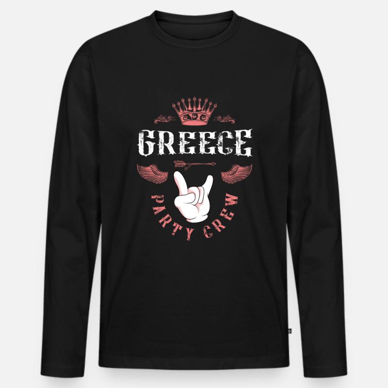 Greece Party Crew - Männer Premium Bio Langarmshirt - Schwarz