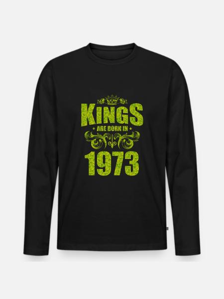 kings are born 1973 - Men's Premium Organic Long Sleeve Shirt - black