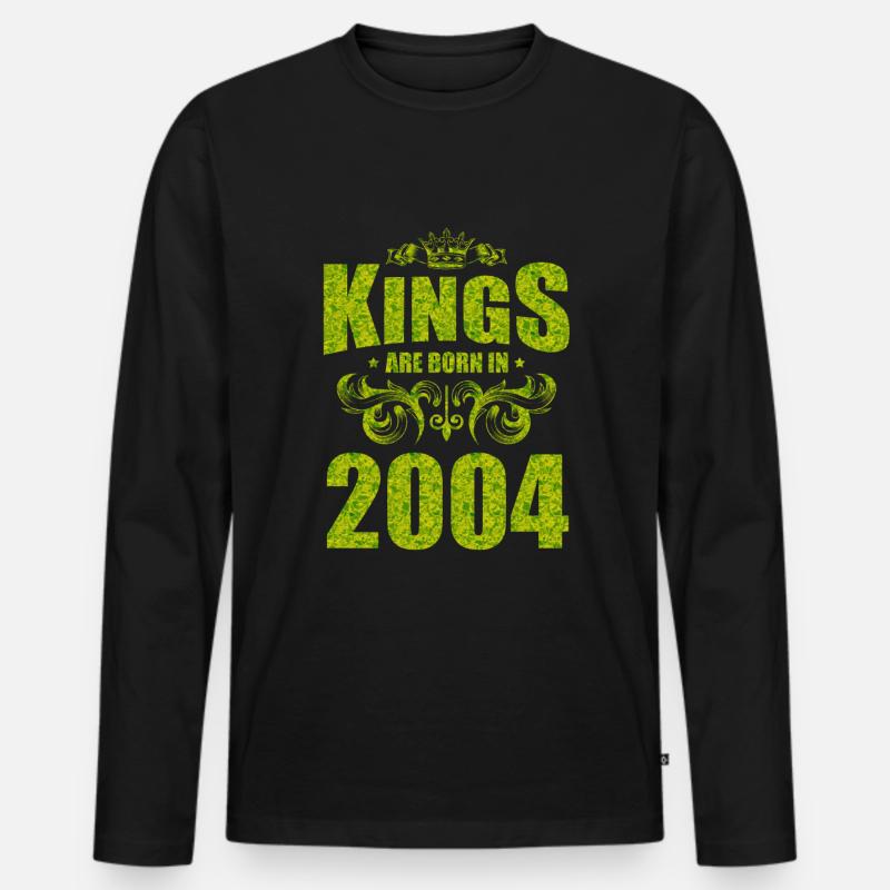kings are born 2004 - Männer Premium Bio Langarmshirt - Schwarz