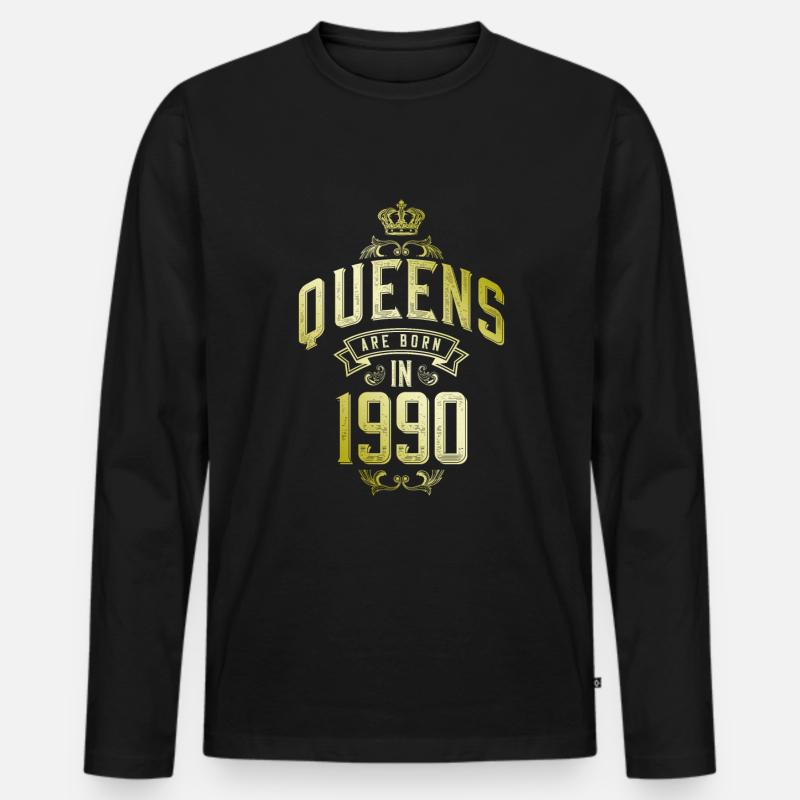 Queens born in 1990 - Männer Premium Bio Langarmshirt - Schwarz
