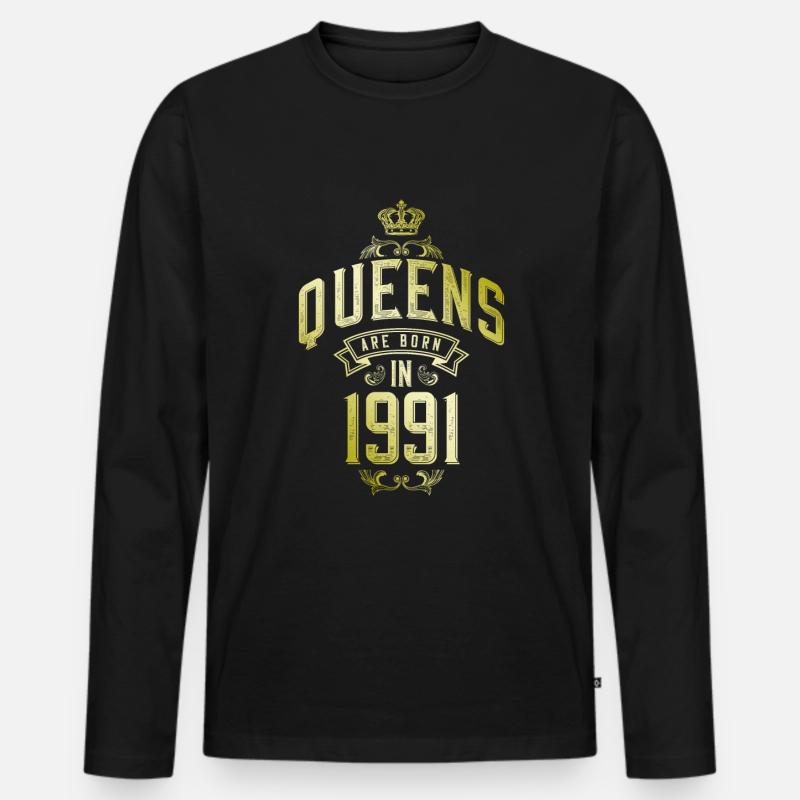 Queens born in 1991 - Männer Premium Bio Langarmshirt - Schwarz