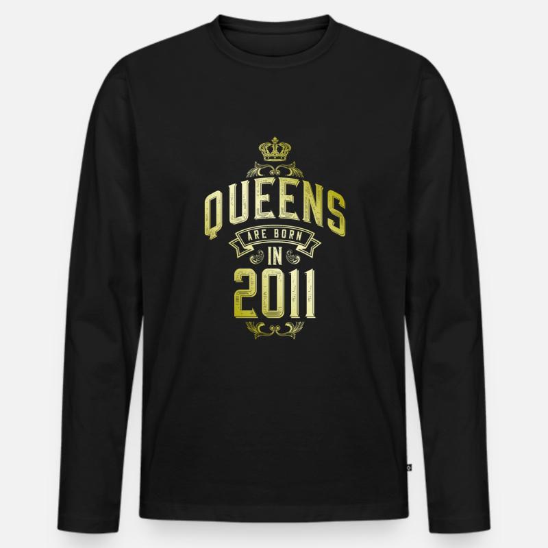 Queens born in 2011 - Männer Premium Bio Langarmshirt - Schwarz