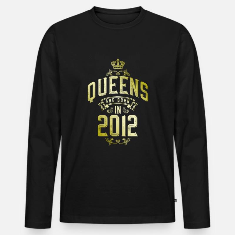 Queens born in 2012 - Männer Premium Bio Langarmshirt - Schwarz