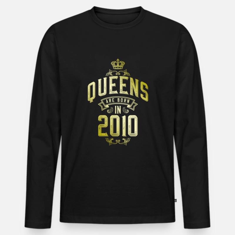 Queens born in 2010 - Männer Premium Bio Langarmshirt - Schwarz