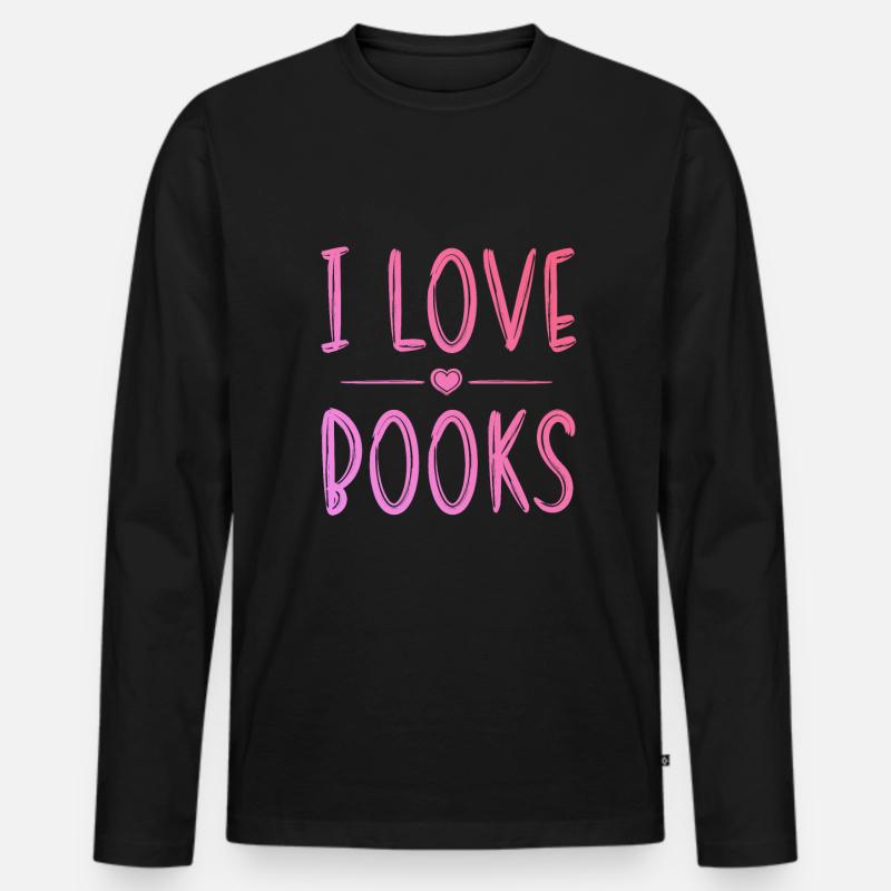 Ich liebe Bücher - Männer Premium Bio Langarmshirt - Schwarz