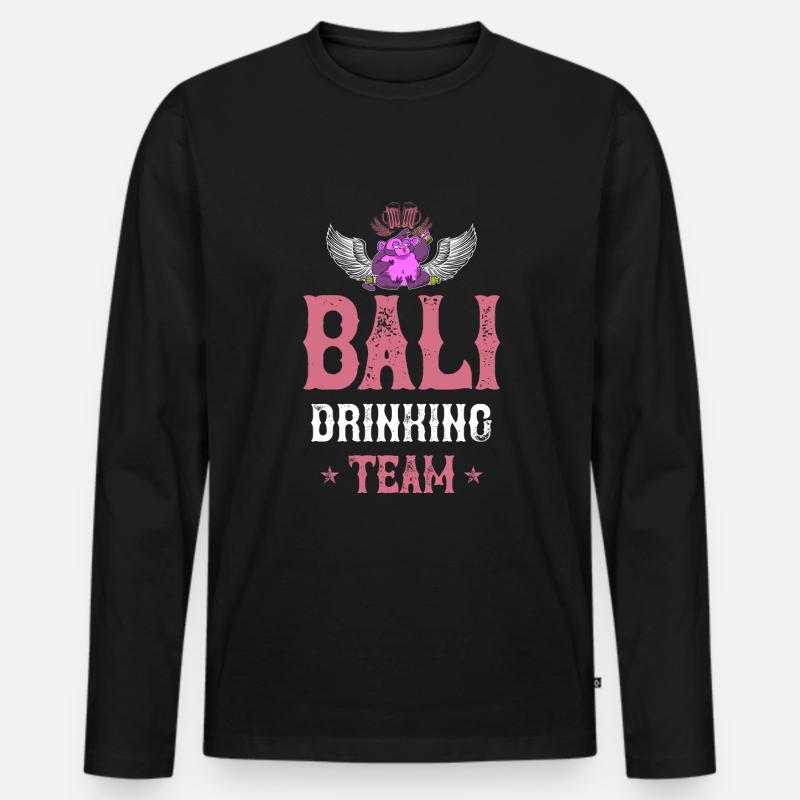 Bali Drinking Team - Männer Premium Bio Langarmshirt - Schwarz