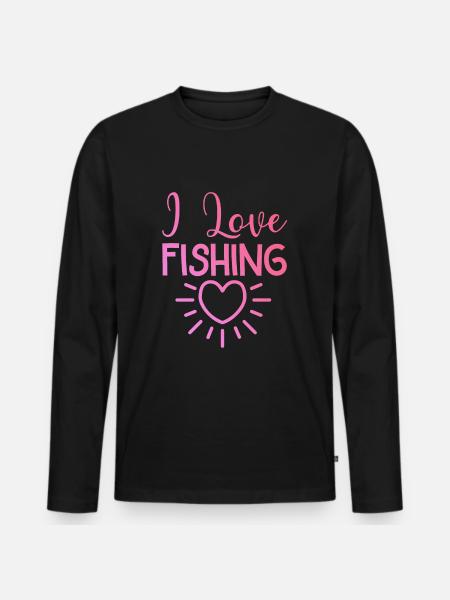 Ich Liebe Fischen - Männer Premium Bio Langarmshirt - Schwarz