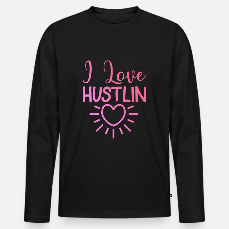 Ich liebe Hustlin - Männer Premium Bio Langarmshirt - Schwarz