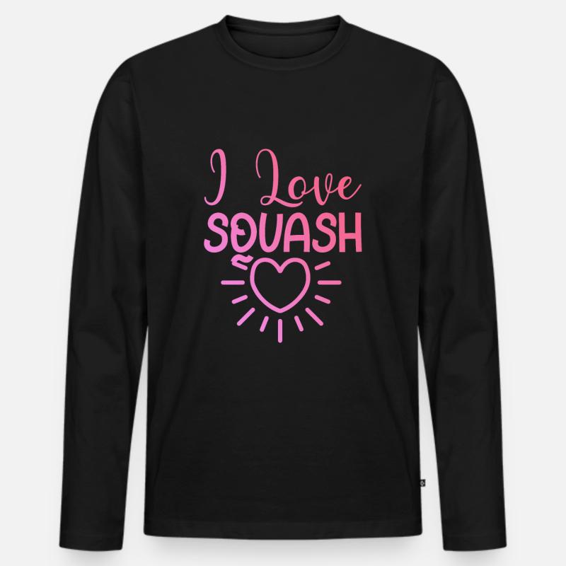 Ich liebe Squash - Männer Premium Bio Langarmshirt - Schwarz