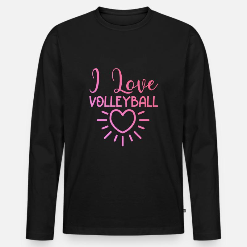 Ich liebe Volleyball - Männer Premium Bio Langarmshirt - Schwarz