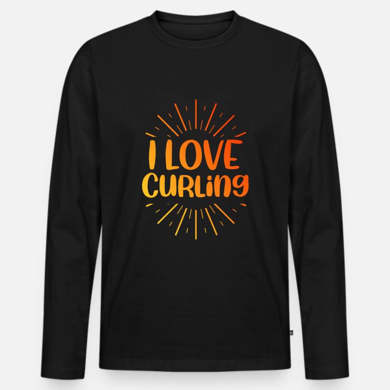 Ich liebe Curling - Männer Premium Bio Langarmshirt - Schwarz