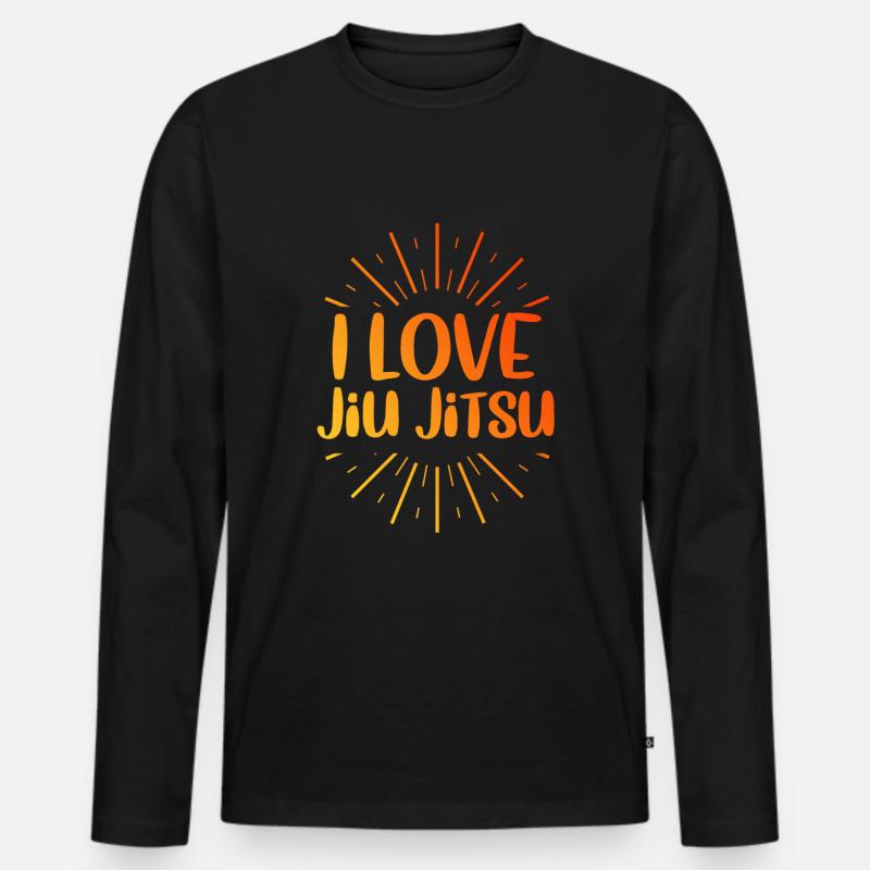 Ich liebe Jiu Jitsu - Männer Premium Bio Langarmshirt - Schwarz