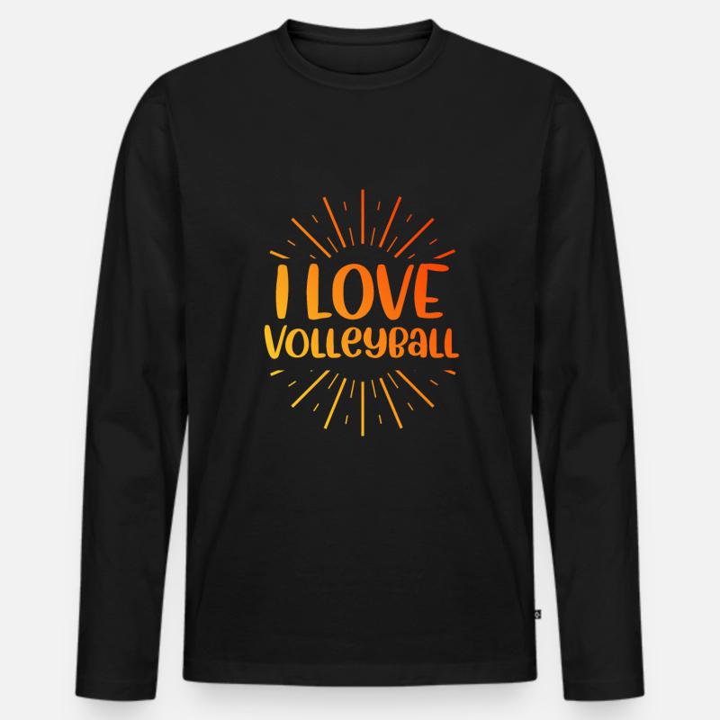 Ich liebe Volleyball - Männer Premium Bio Langarmshirt - Schwarz