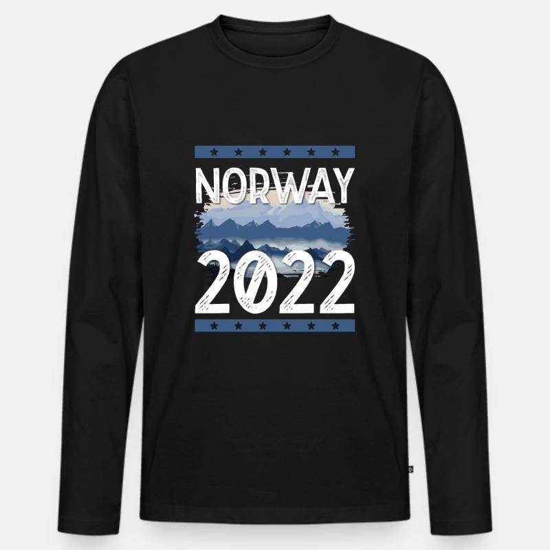 Norwegen 2022 - Männer Premium Bio Langarmshirt - Schwarz