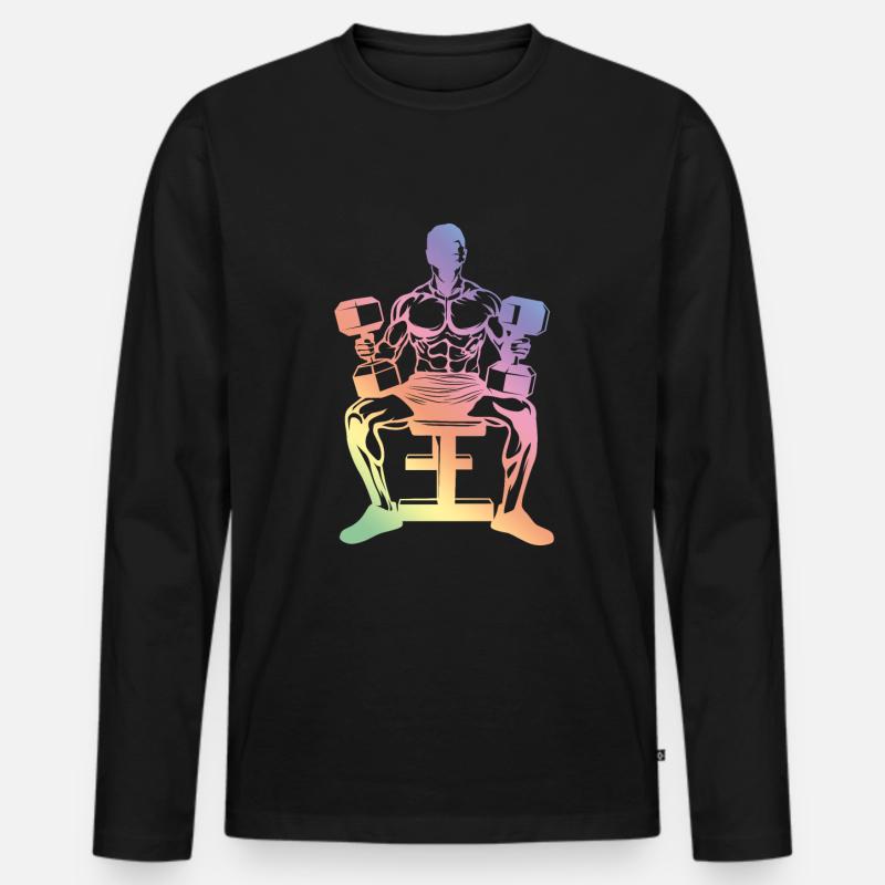 Fitness silhouette - Männer Premium Bio Langarmshirt - Schwarz
