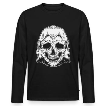 Skull Skull Horror Squelette Halloween Métal - T-shirt manches longues Premium bio Homme - noir - Devant - Nico (187cm)