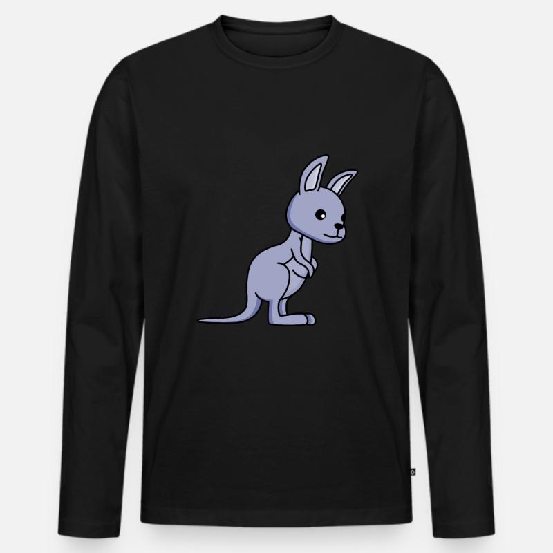 Kangaroo Comic - Männer Premium Bio Langarmshirt - Schwarz