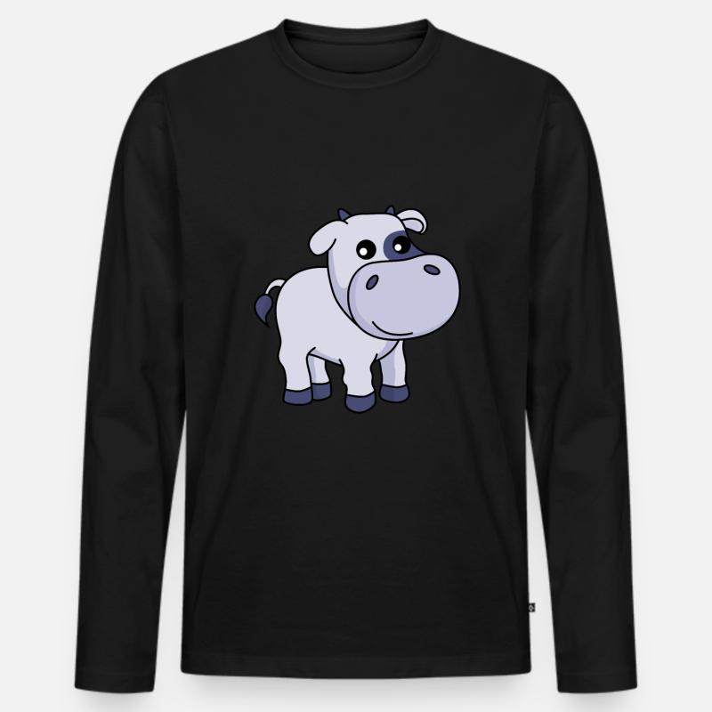 Kuh Comic Tier - Männer Premium Bio Langarmshirt - Schwarz