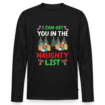 Noël Je peux vous mettre dans la liste coquine - T-shirt manches longues Premium bio Homme - noir - Devant - Nico (187cm)
