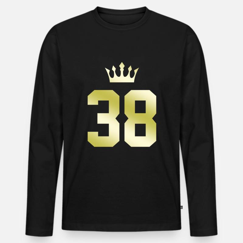 38 Zahl Krone - Männer Premium Bio Langarmshirt - Schwarz