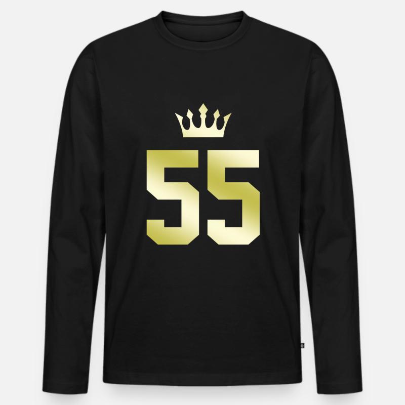 55 Zahl Krone - Männer Premium Bio Langarmshirt - Schwarz