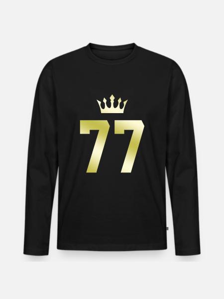 77 Number crown - Men's Premium Organic Long Sleeve Shirt - black