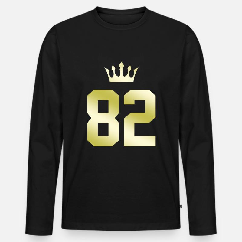 82 Zahl Krone - Männer Premium Bio Langarmshirt - Schwarz