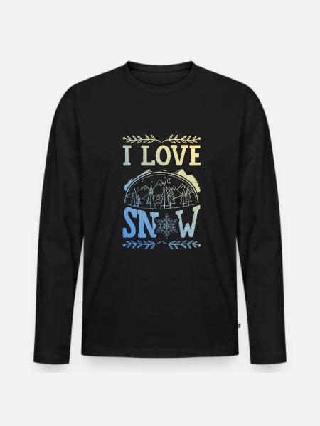 I Love Snow - Männer Premium Bio Langarmshirt - Schwarz