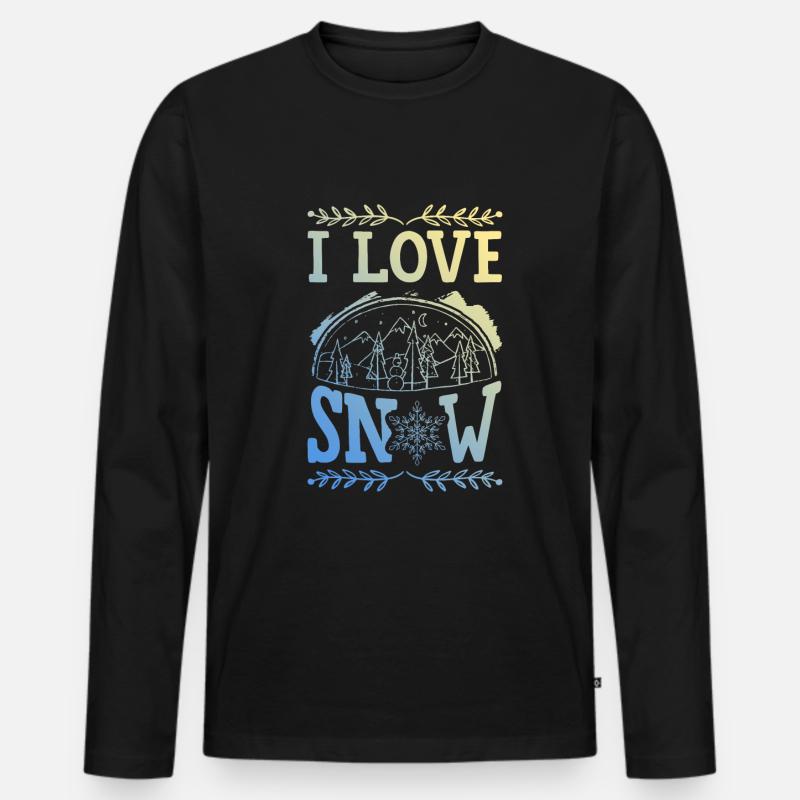 I Love Snow - Männer Premium Bio Langarmshirt - Schwarz