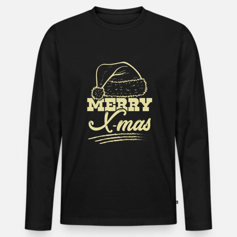 Merry X-Mas - Männer Premium Bio Langarmshirt - Schwarz