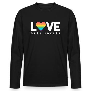 Déclaration LGBTQ L’amour du football sur le football - T-shirt manches longues Premium bio Homme - noir - Devant - Nico (187cm)
