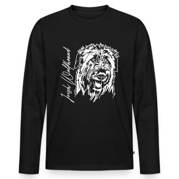 LÉVRIER IRLANDAIS Portrait Chiens Lévriers Wilsigns - T-shirt manches longues Premium bio Homme - noir - Devant - Nico (187cm)